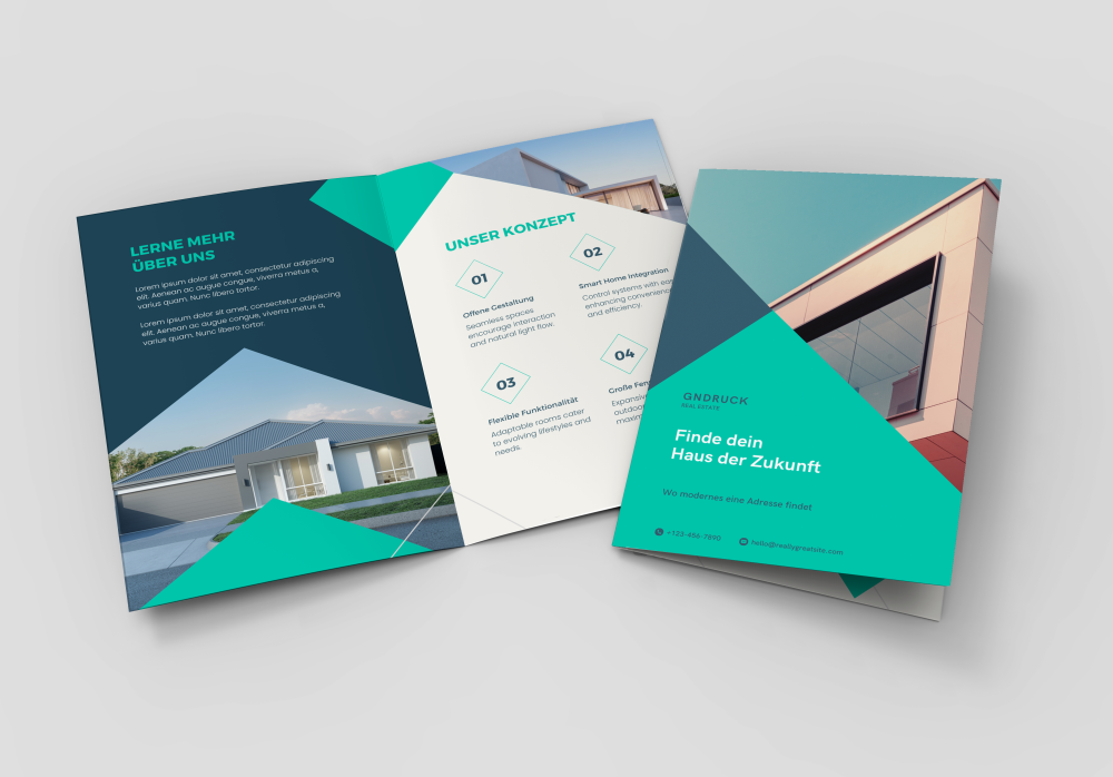 Mockup eines Einfalz Flyer – Jetzt konfigurieren