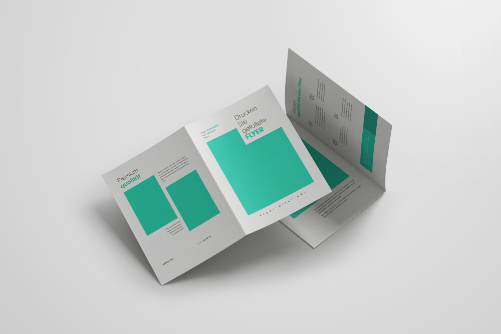 Mockup eines Faltflyers Einbruchfalz – Jetzt konfigurieren